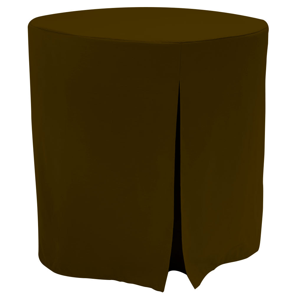 Round table cover in a solid dark brown color with a slit design for easy placement.