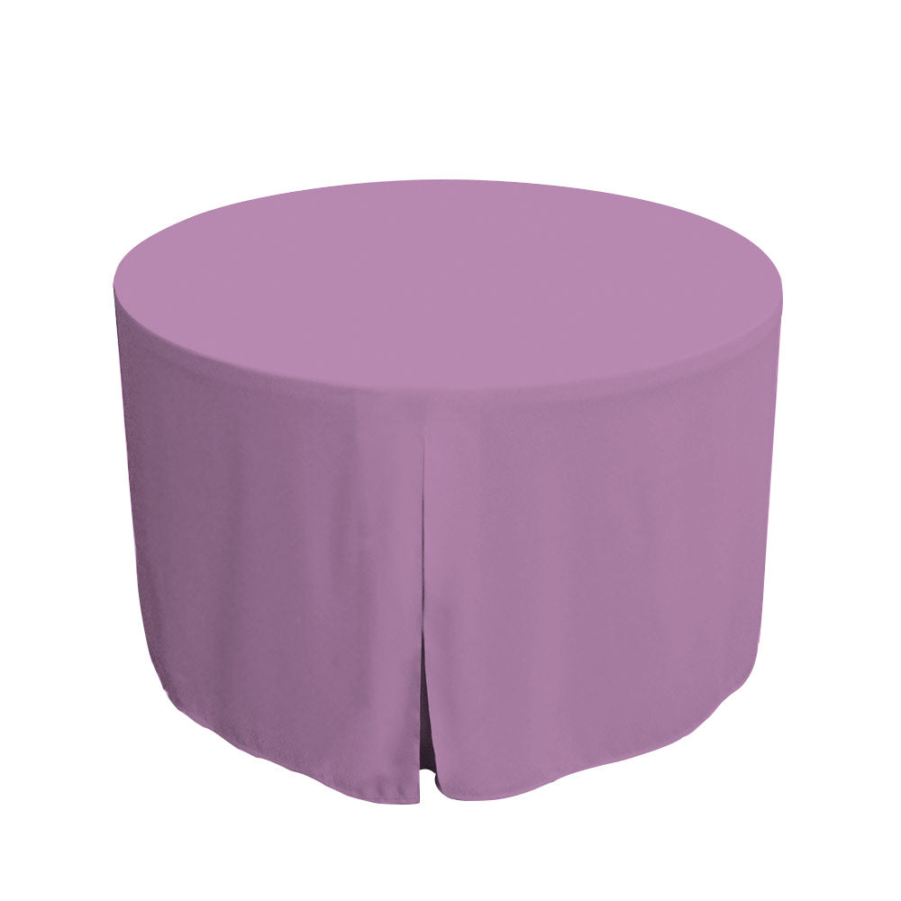 Round table cover in a solid lavender color, designed for a 48-inch table with a draped edge.