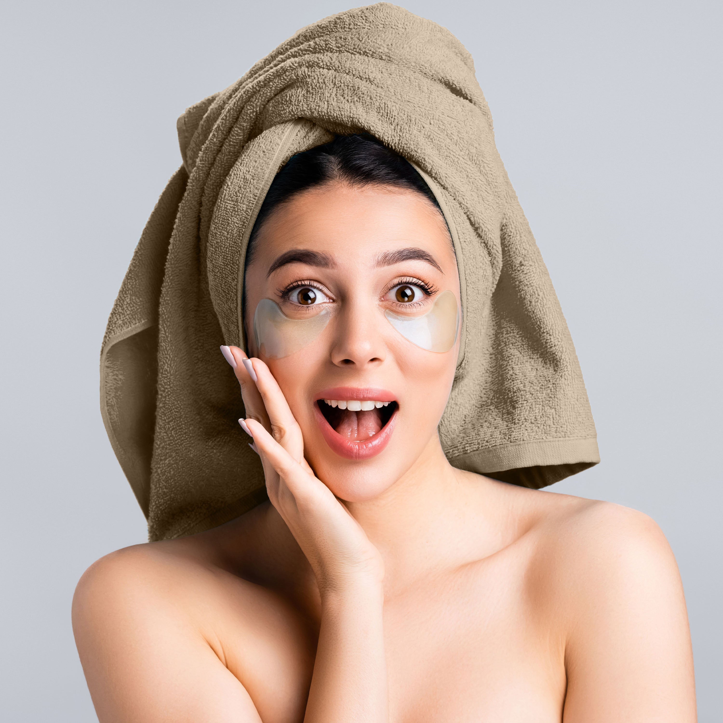 Beige hair wrap towel