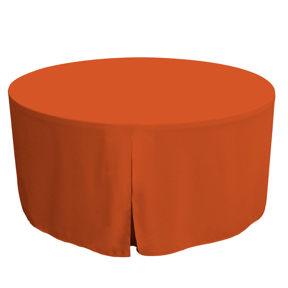 Round table cover in solid orange, designed to fit a 60-inch diameter table.