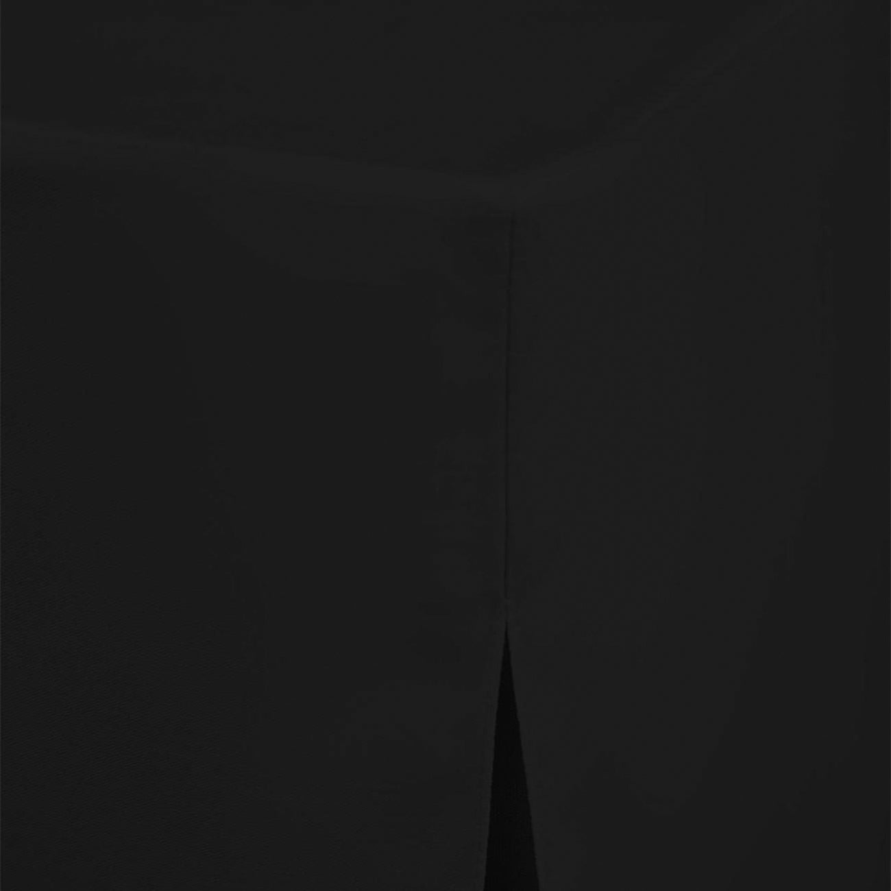 Black round table cover with a smooth surface and a slit at the edge for easy fitting.