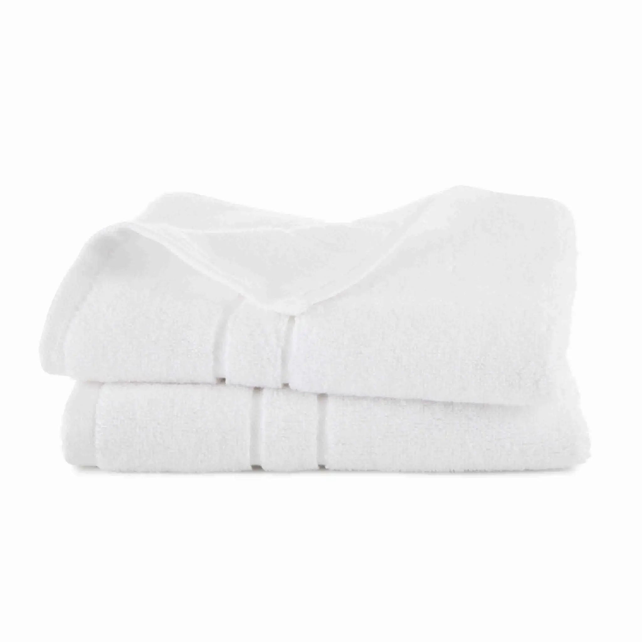 Stack of white hand towel set on a white background