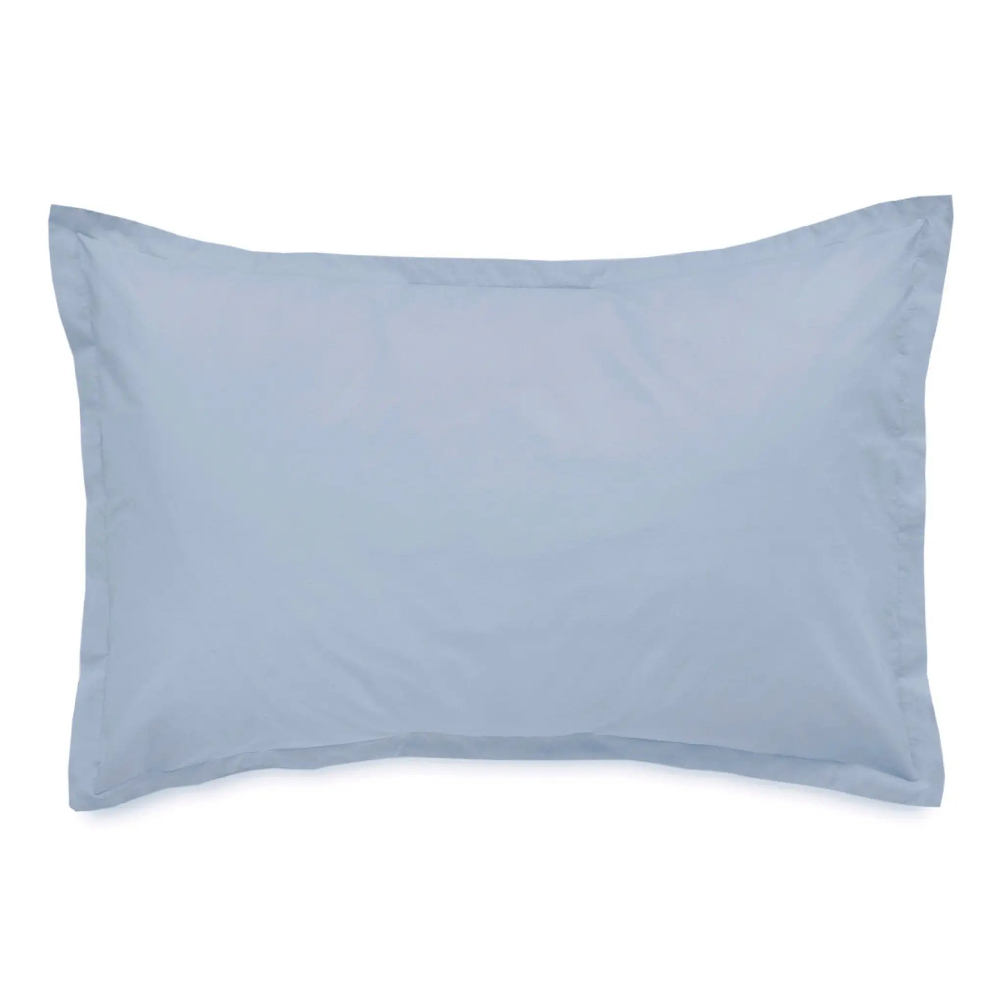 A light blue pillow sham shown flat against a solid white background.