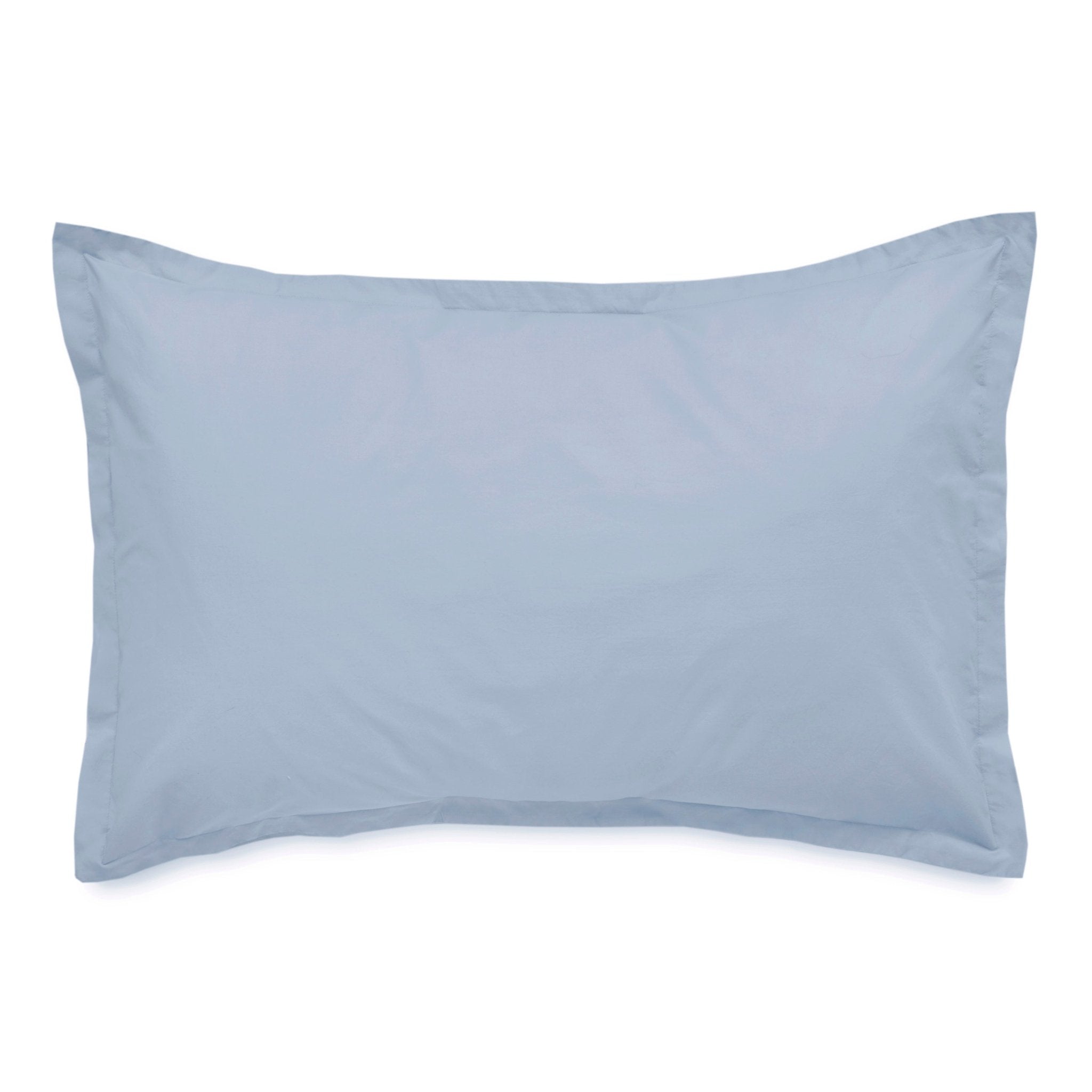 Light blue pillow sham on a white background