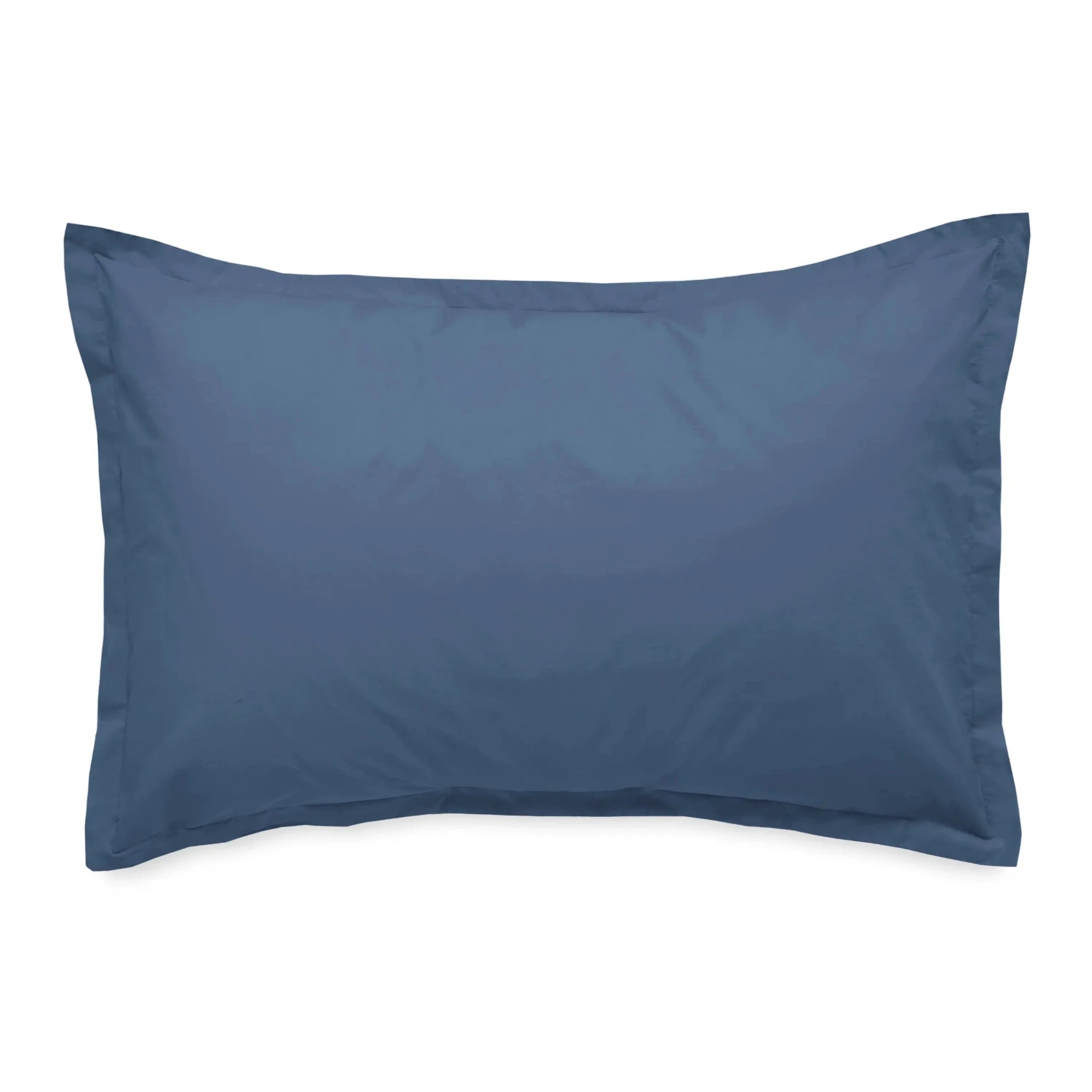 A single rectangular pillow sham in a solid navy color, shown flat against a clean white background.