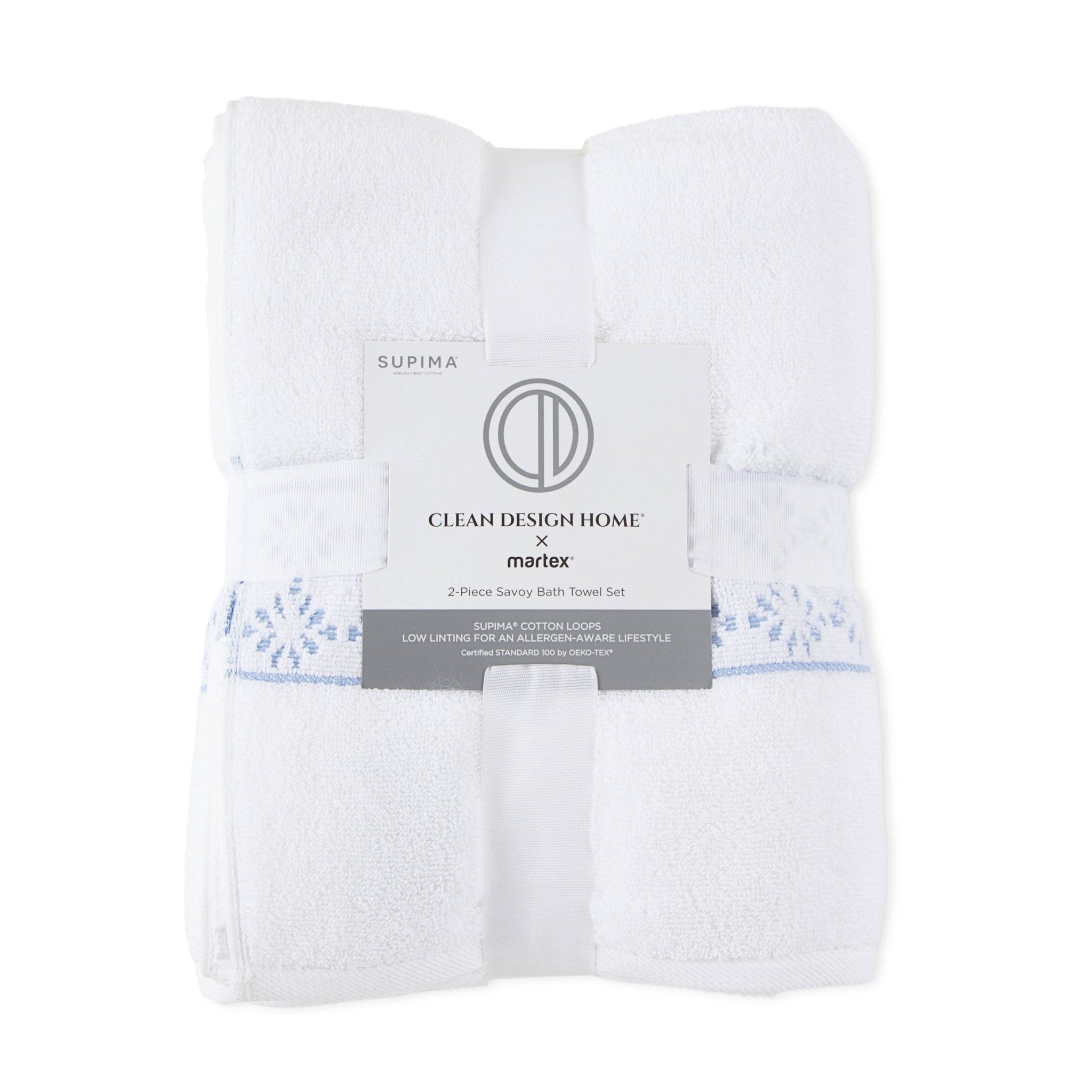 Clean Design Home Anti-Allergen Savoy 100% Supima Cotton 600 GSM Towel Set