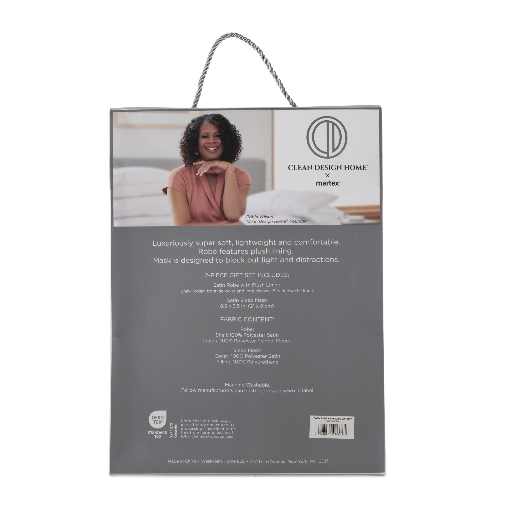 Clean Design Home Soft Satin Robe and Eyemask Gift Set