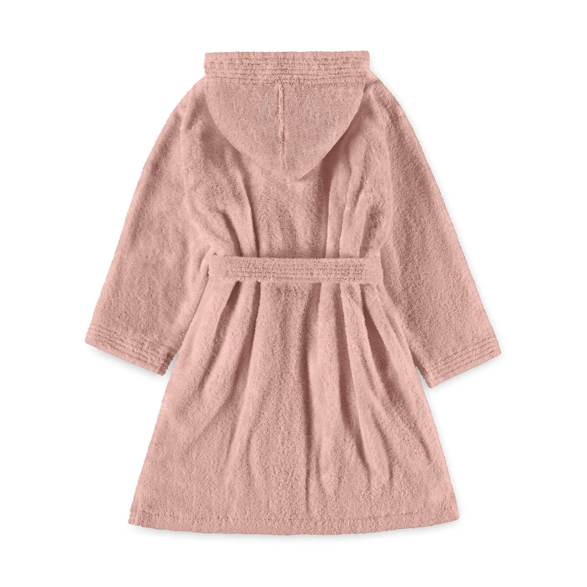 Blush bath robe with hood on a white background