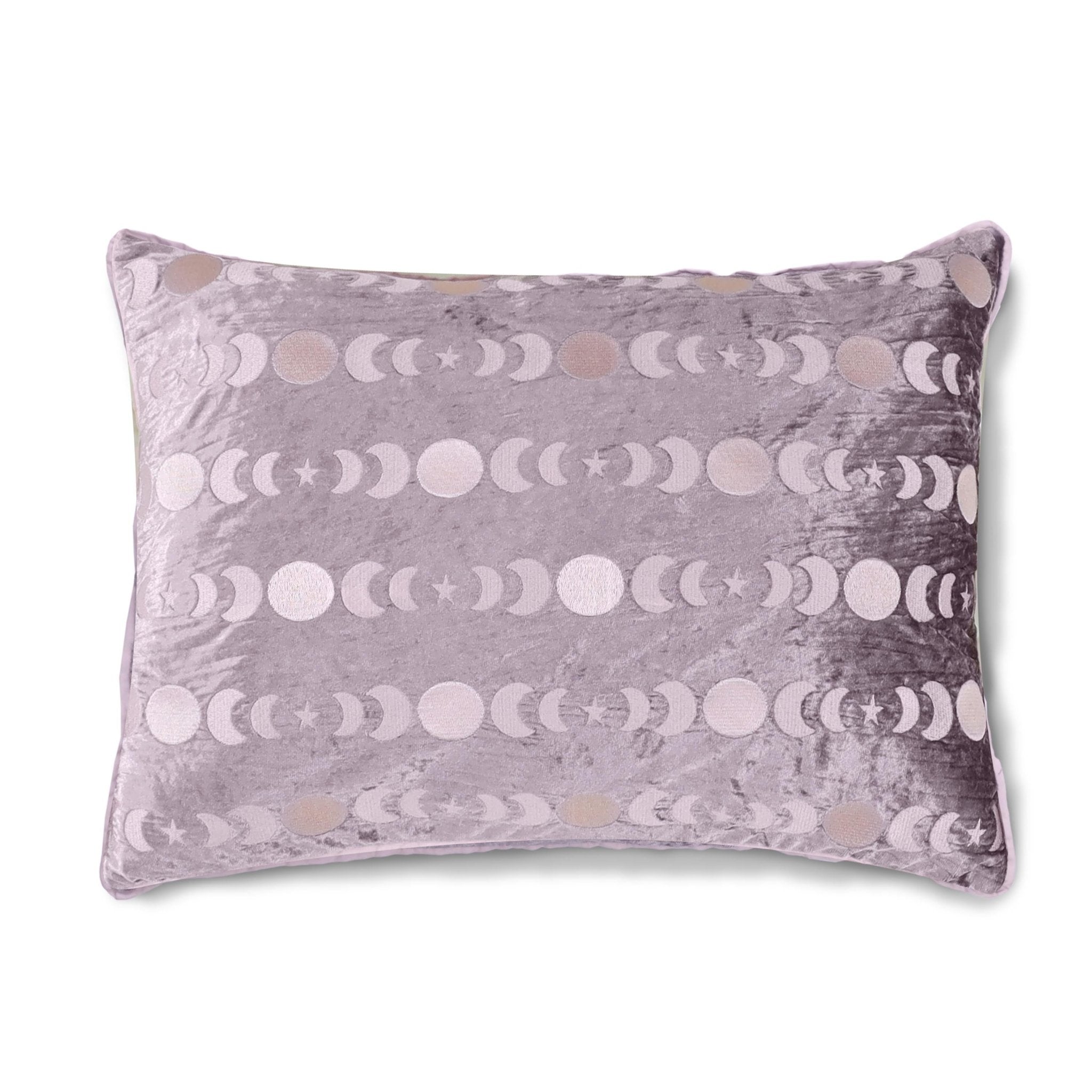 Lemon Tree Moon Phases Purple/Pink Velvet Crinkle Decorative Pillow