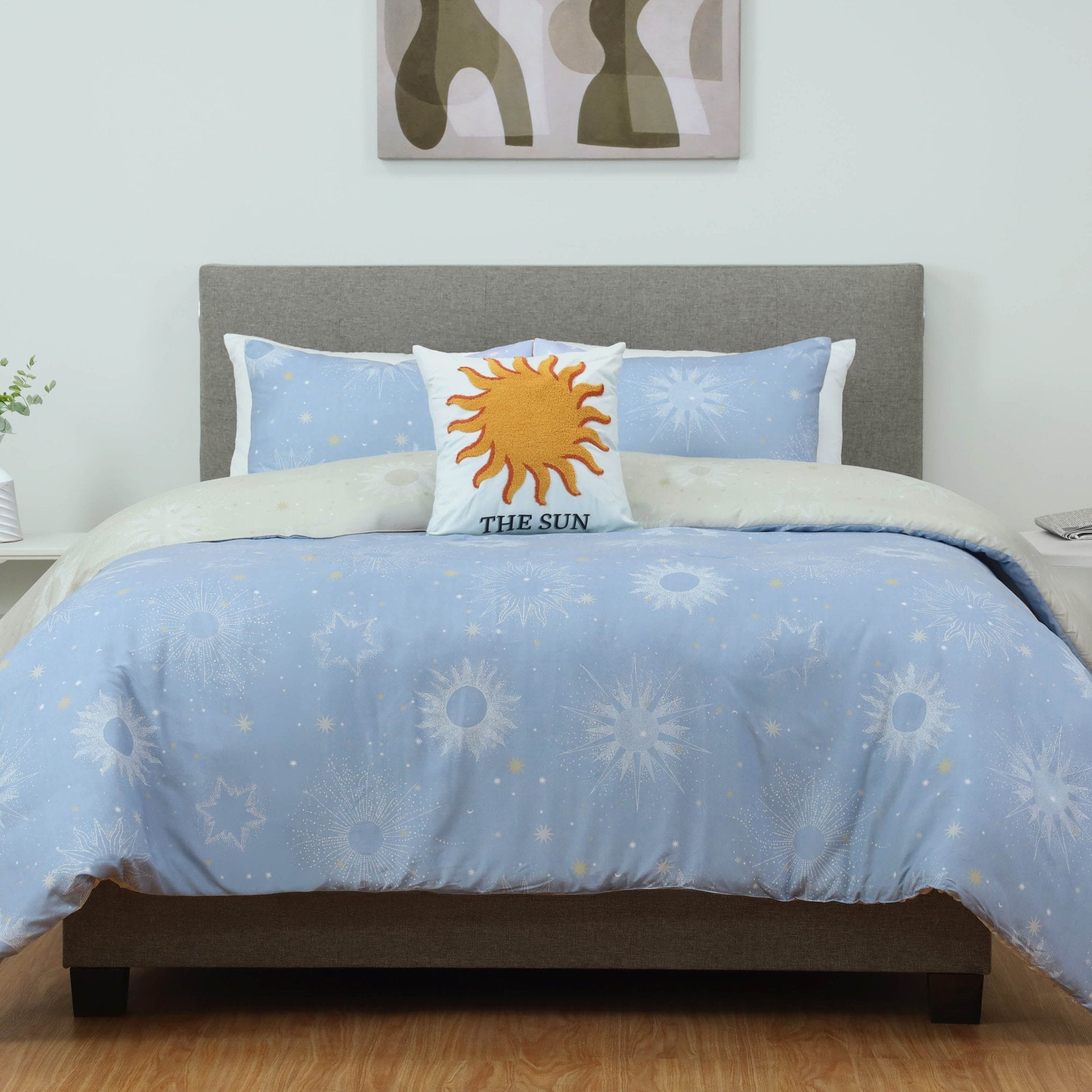 Lemon Tree Sun Square Blue/Yellow Decorative Pillow