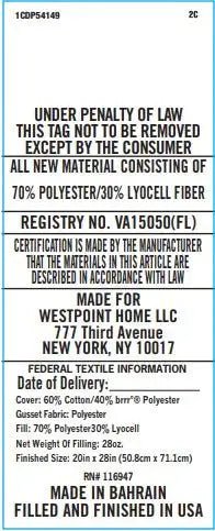 Text label with legal and product information on a white background