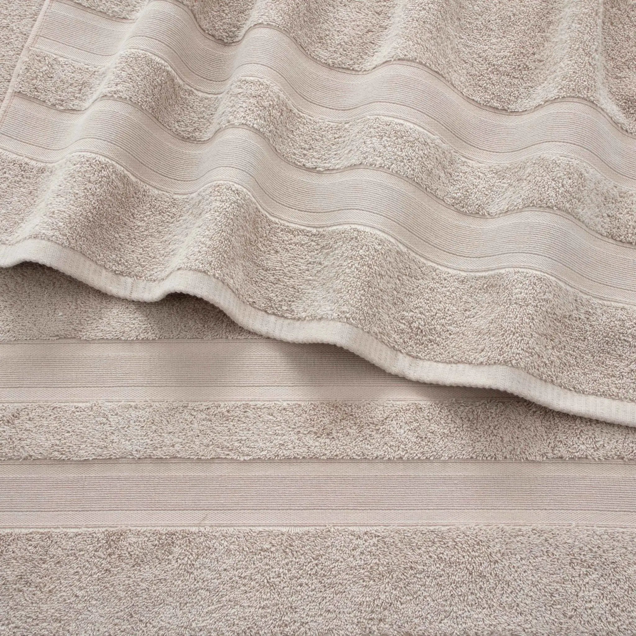 Close-up of textured sand color fabric with wavy pattern