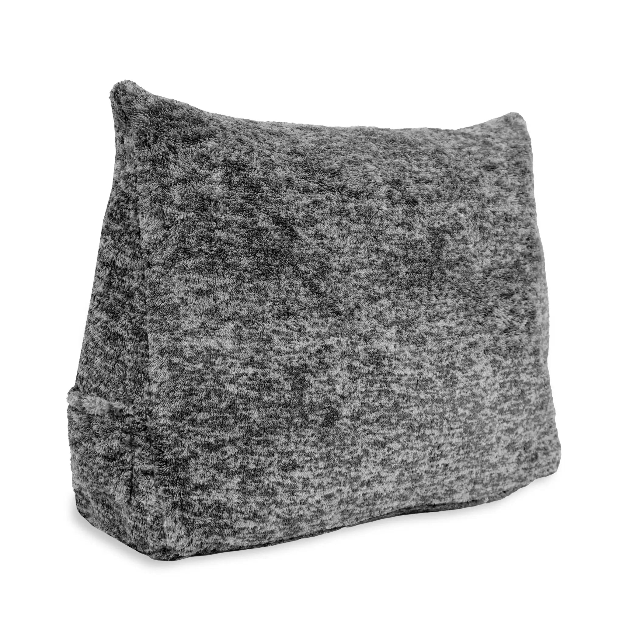 Gray textured wedge pillow on a white background