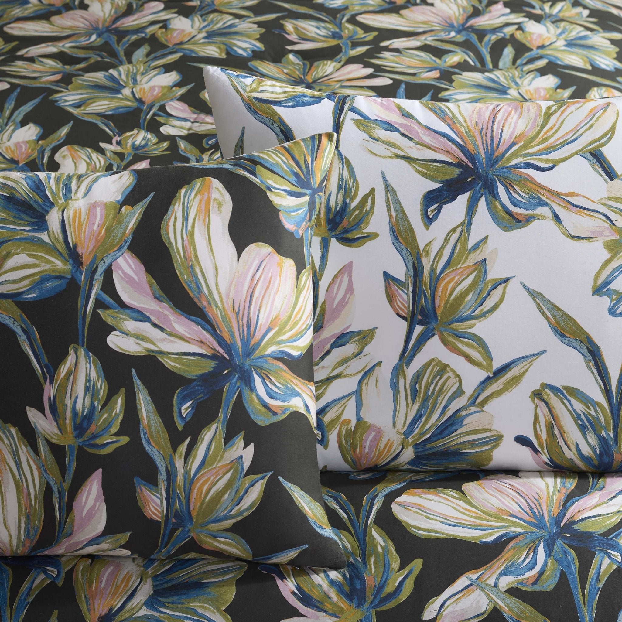Floral patterned fabric with a dark background