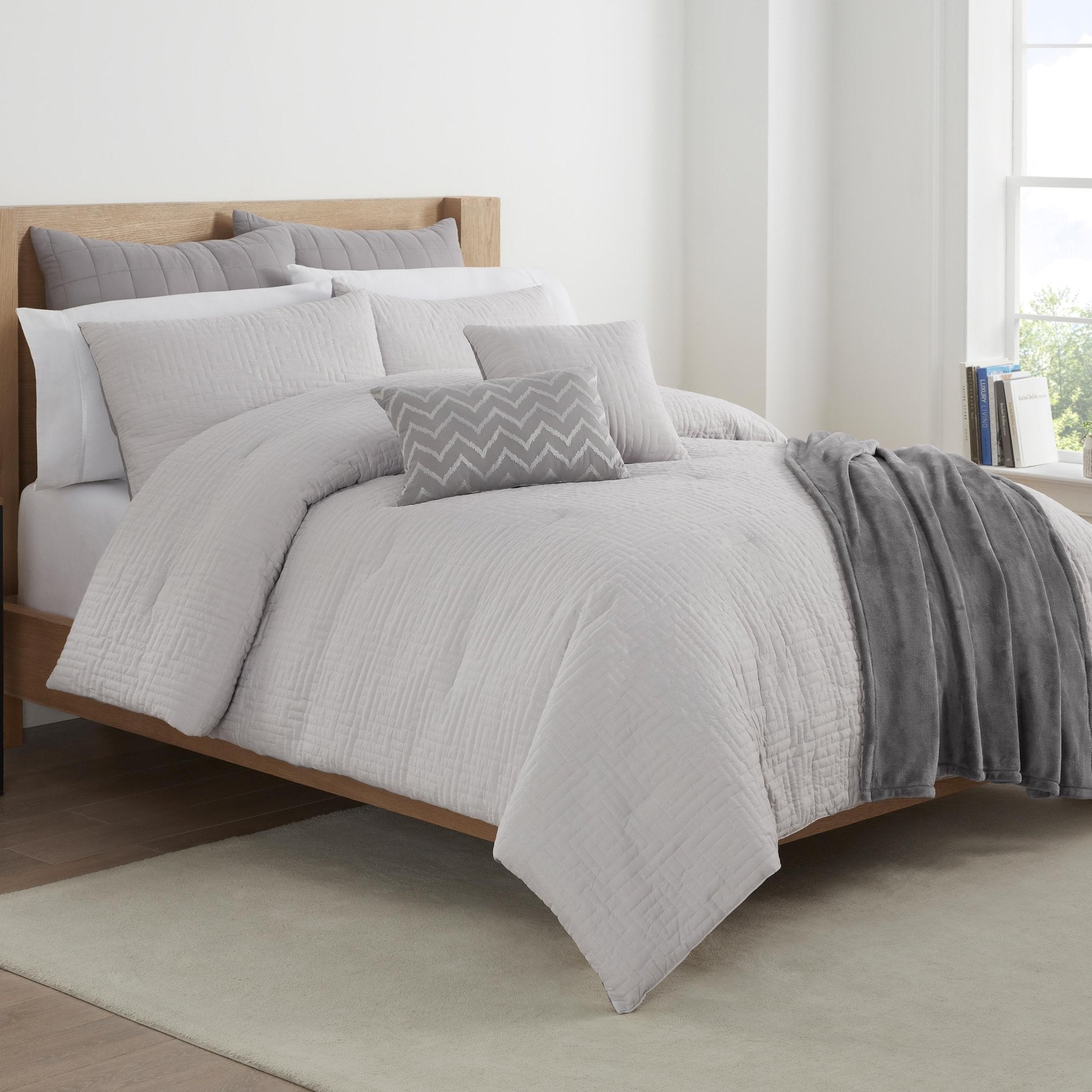 Martex Paloma Reversible Grey 8-Piece Bed in a Bag Comforter Set