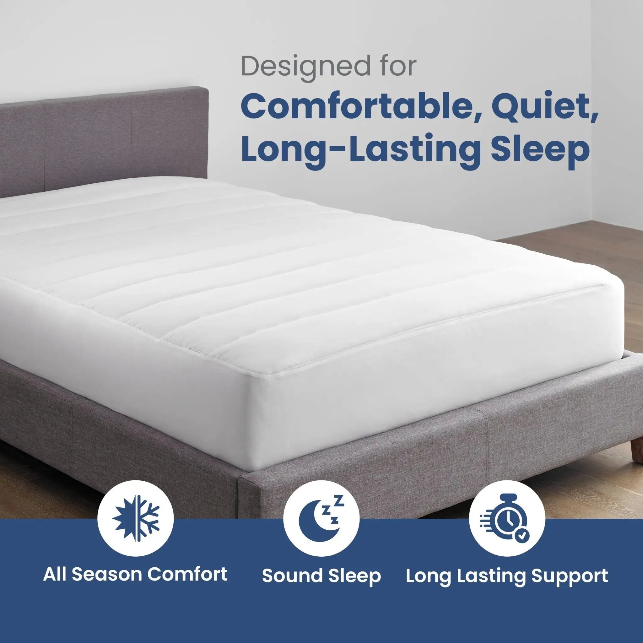Martex Quilted Breathable Plush White Mattress Pad