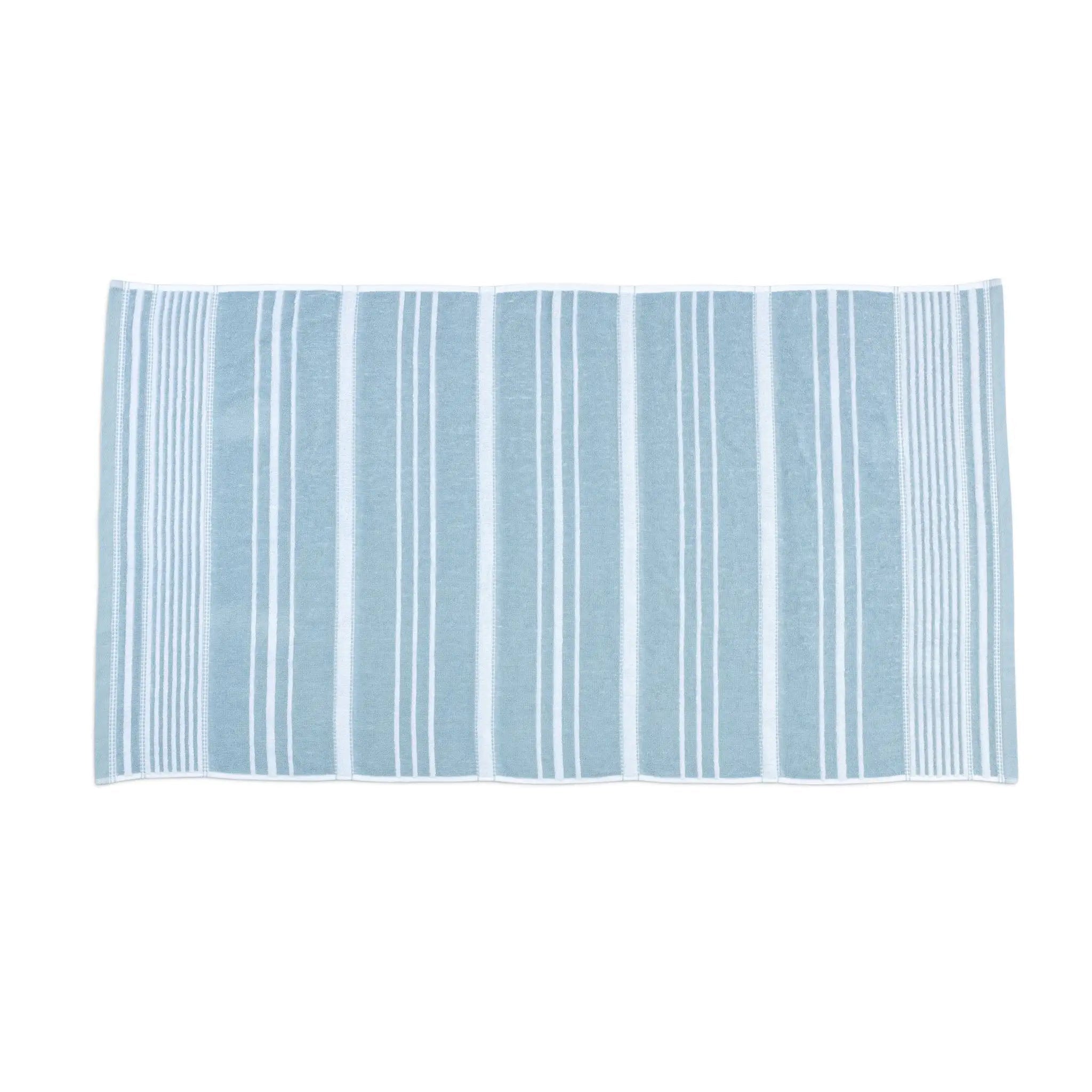 A rectangular striped, mineral bath towel, shown flat against a plain white background.