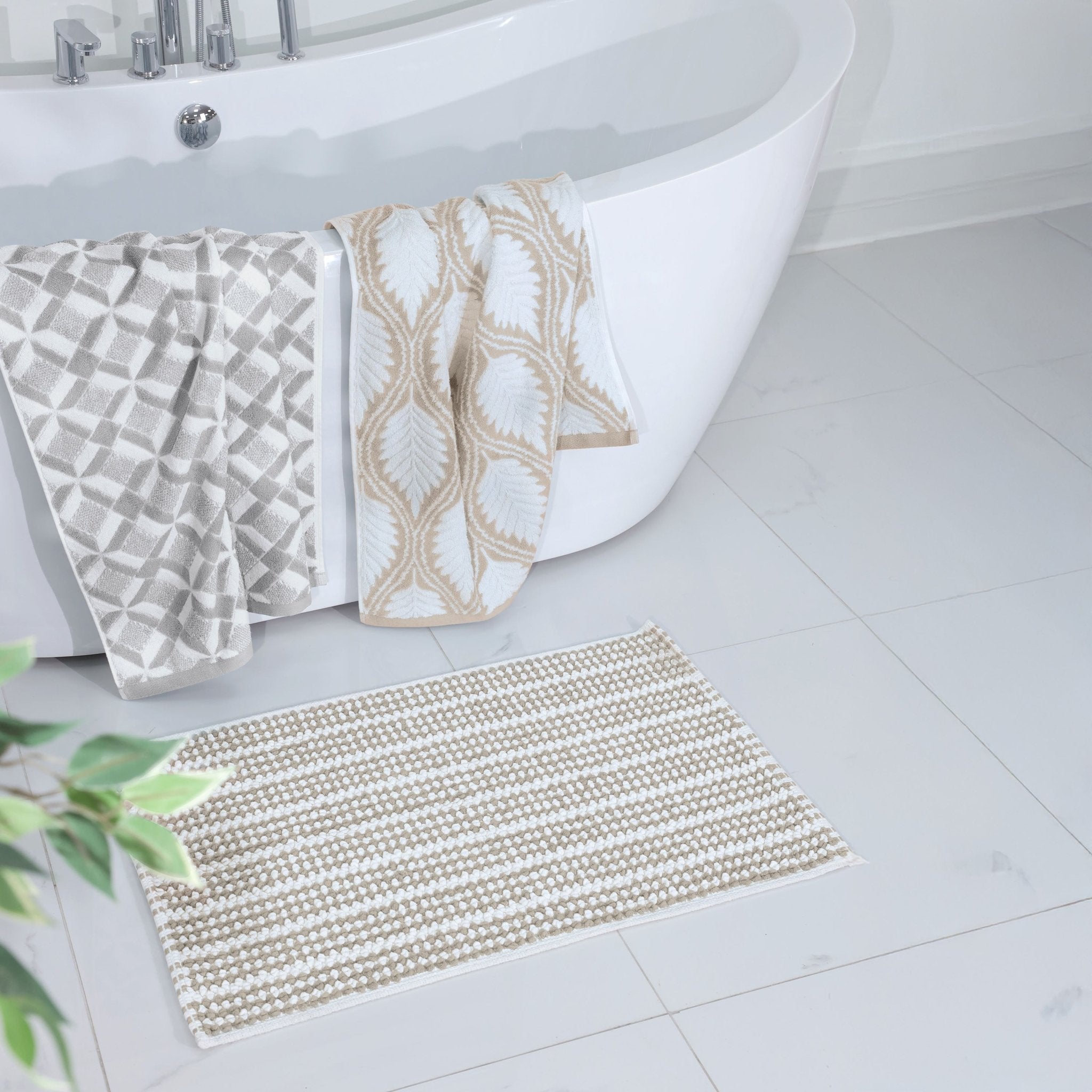 Martex Restore Contrast Stripe 100% Cotton Soft Bath Rug