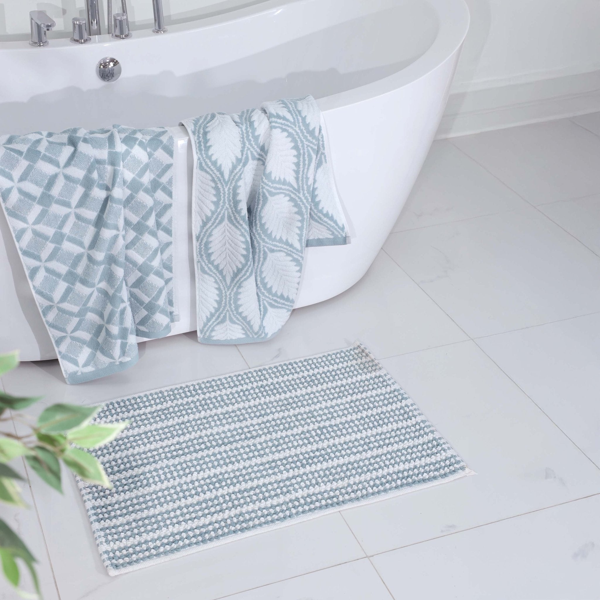 Martex Restore Contrast Stripe 100% Cotton Soft Bath Rug
