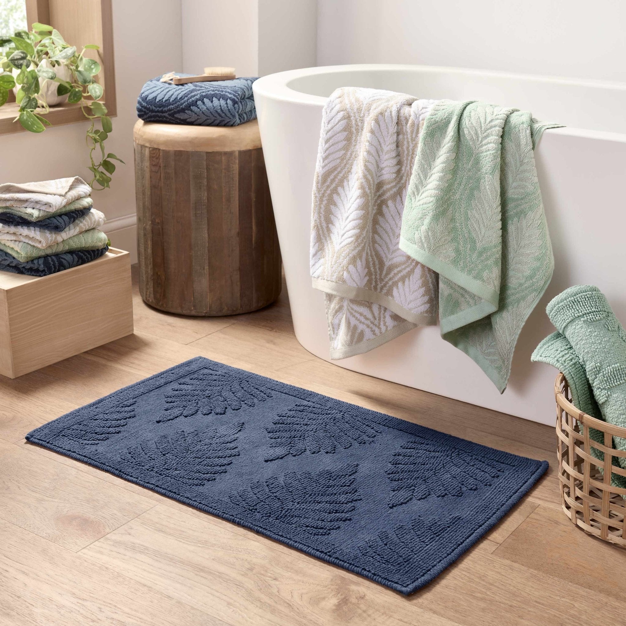 Martex Restore Fern Ogee 100% Cotton Jacquard Bath Rug