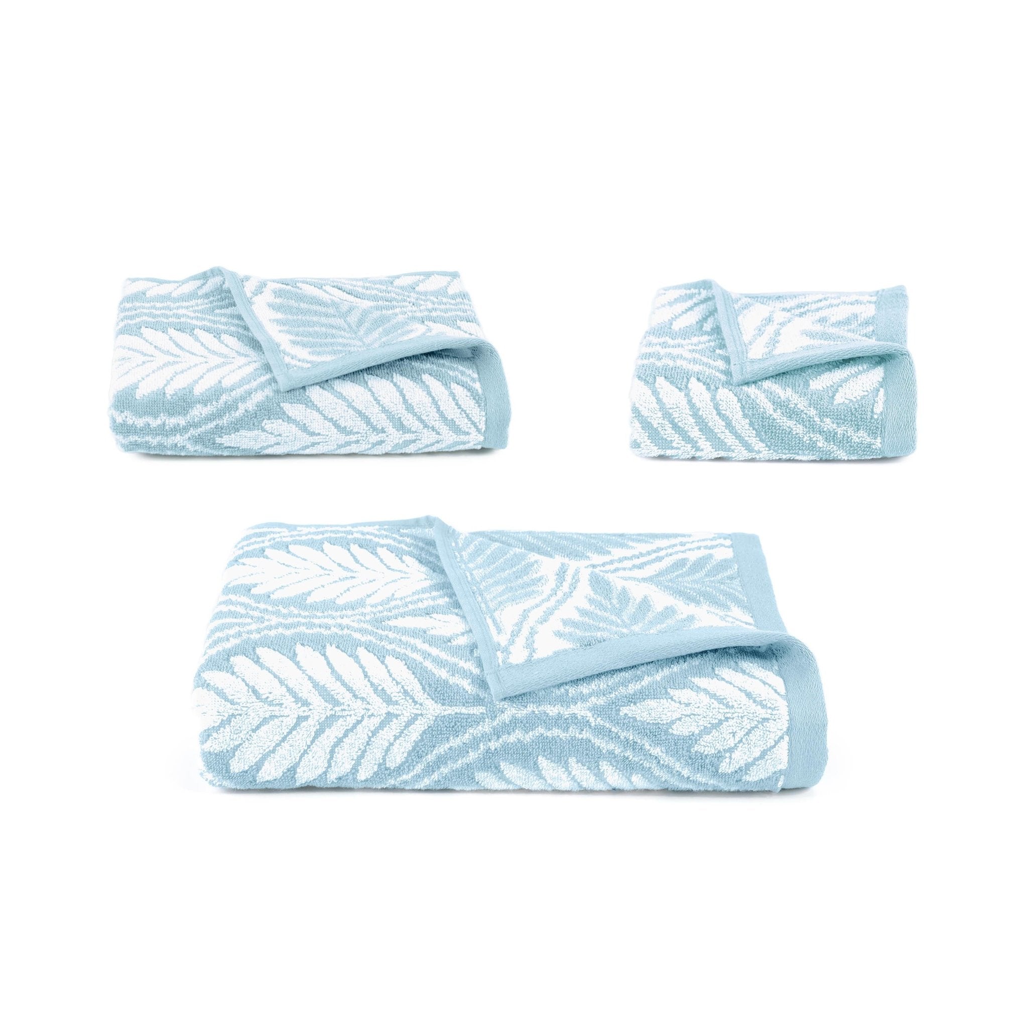 Set of three mineral textured towels on a white background