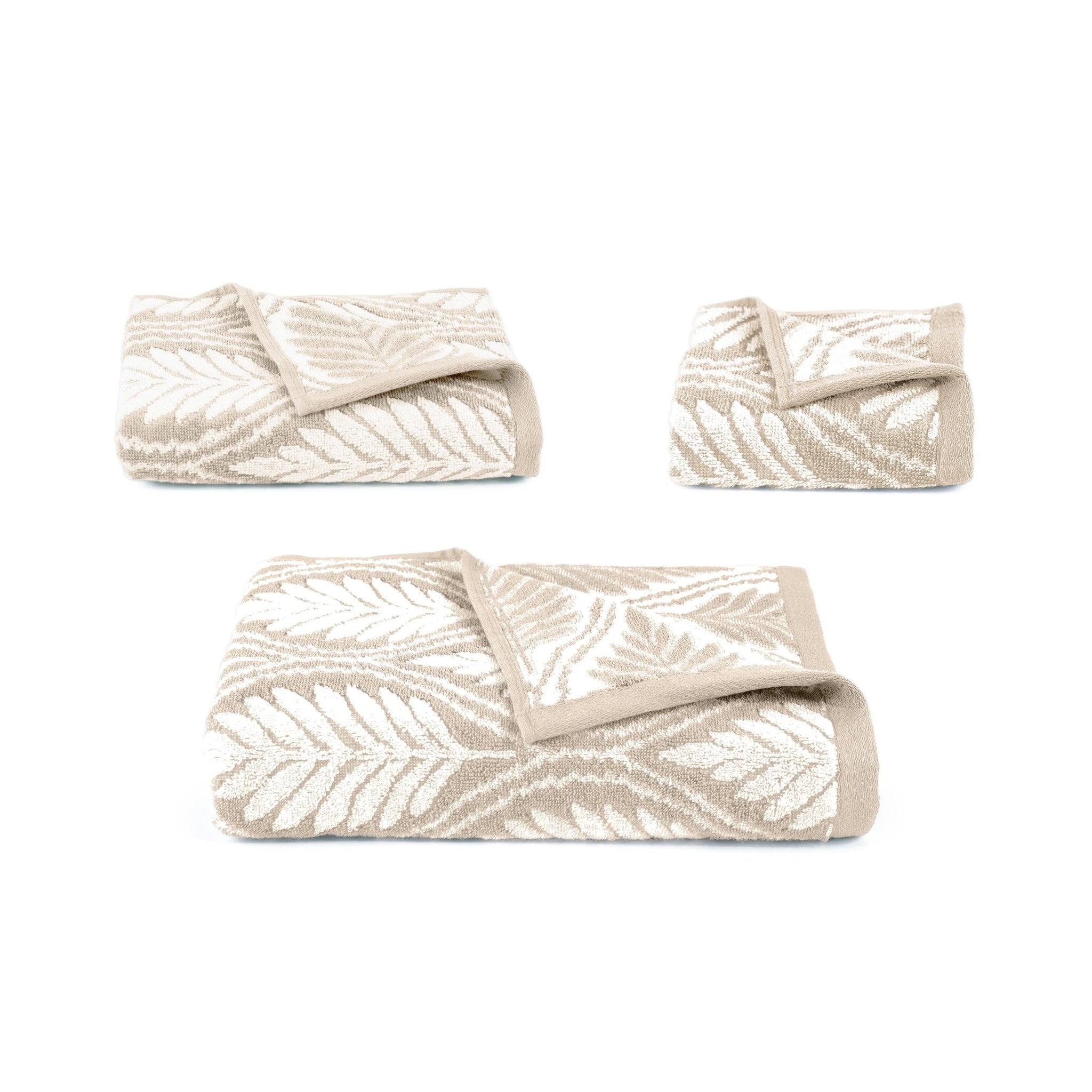 Set of sand textured towels on a white background