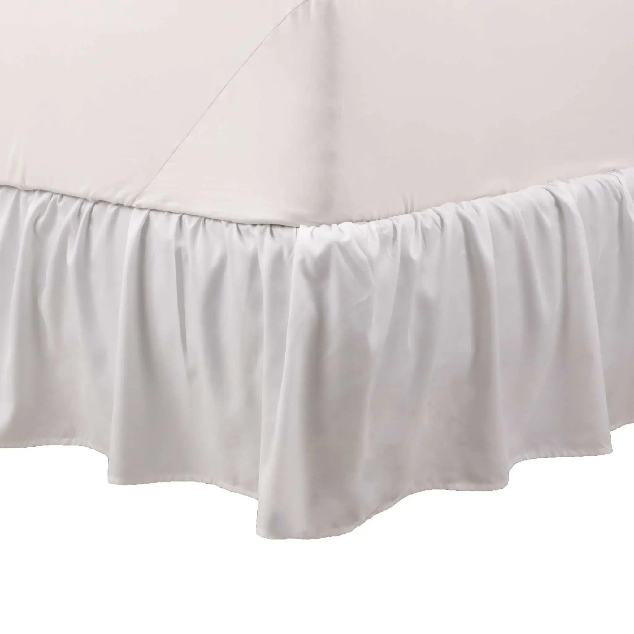 White bed skirt on a white background