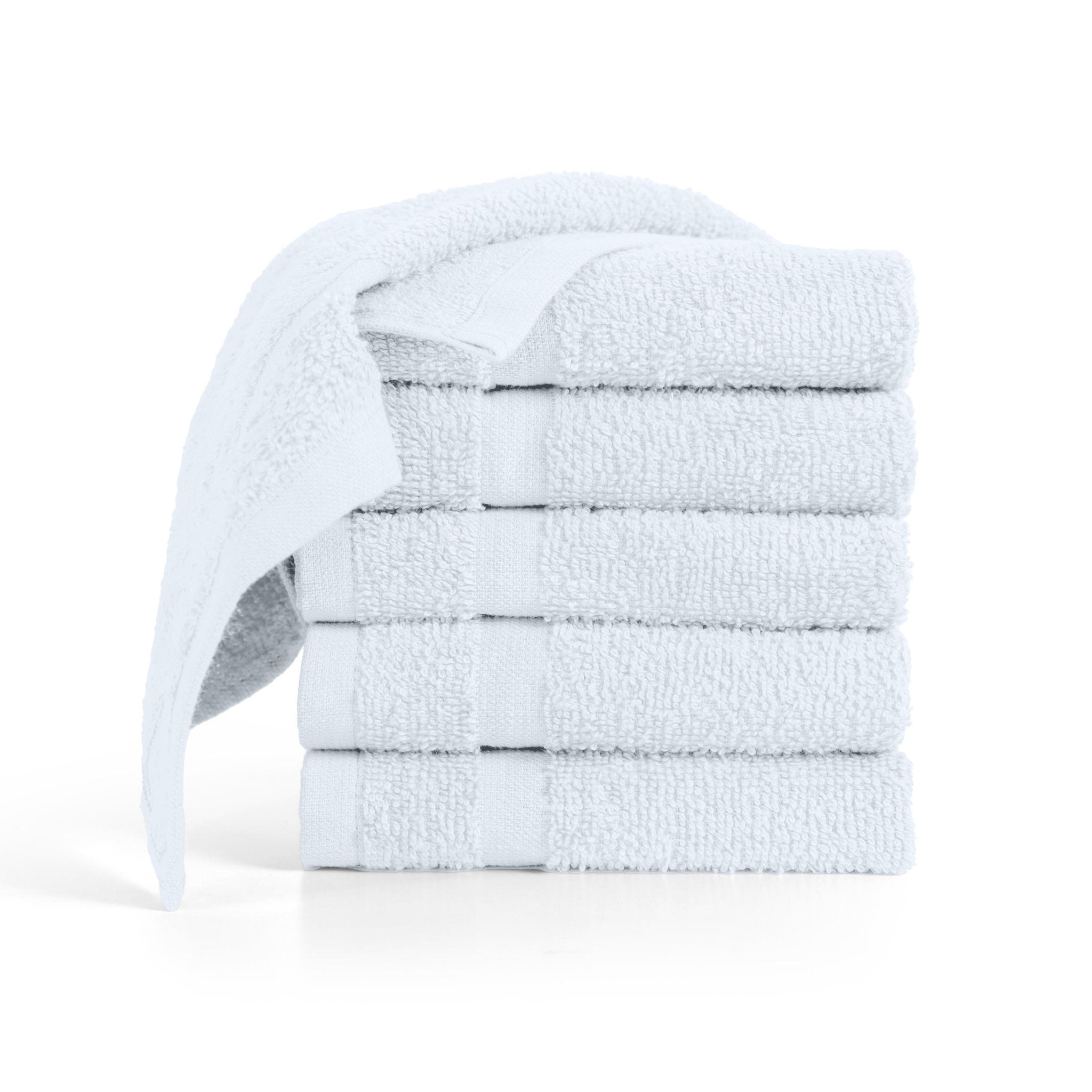 Stack of white washcloth on a white background