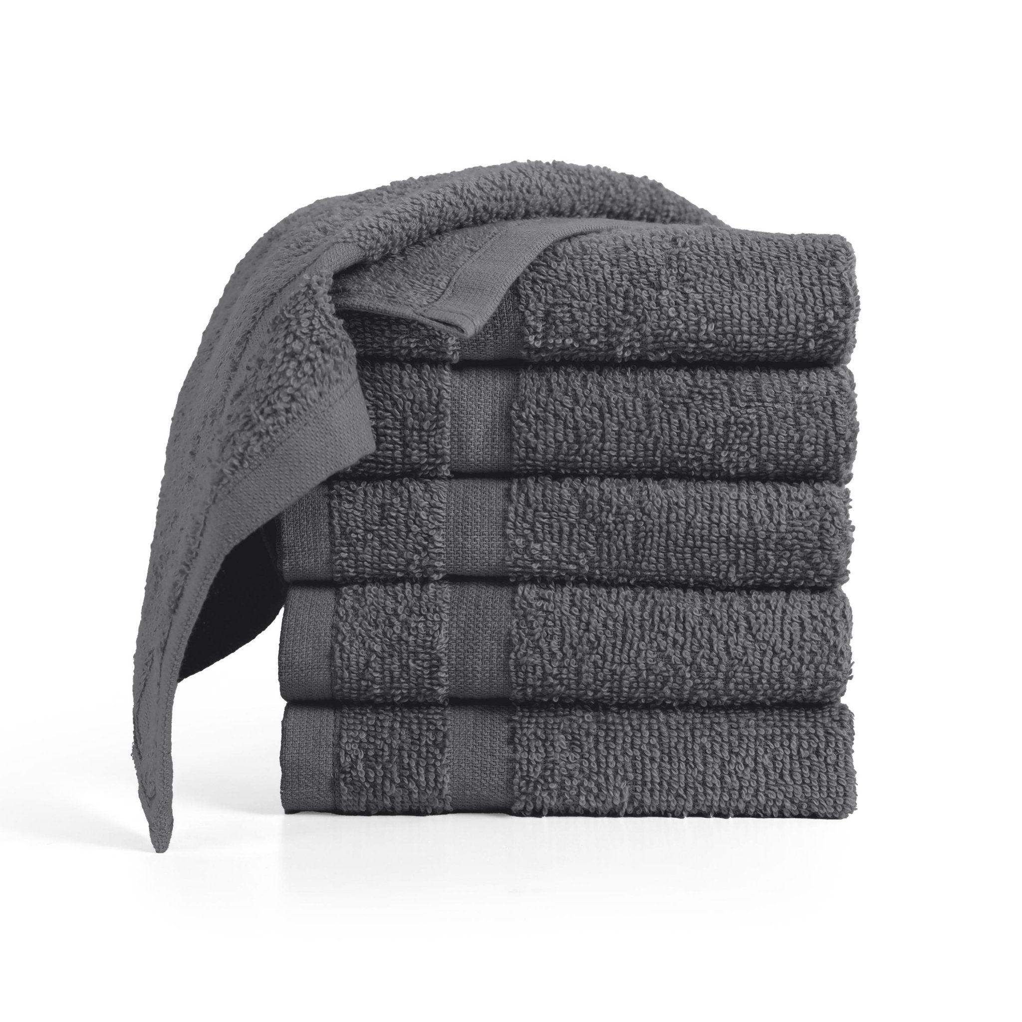 Stack of charcoal washcloth on a white background