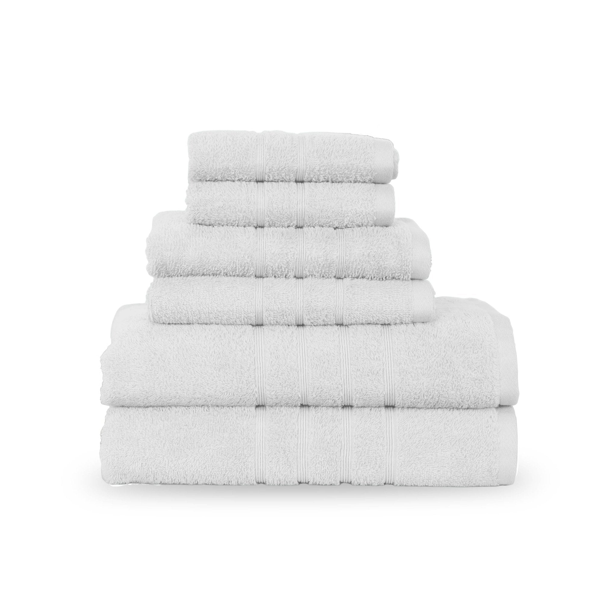 Stack of white towels on a white background