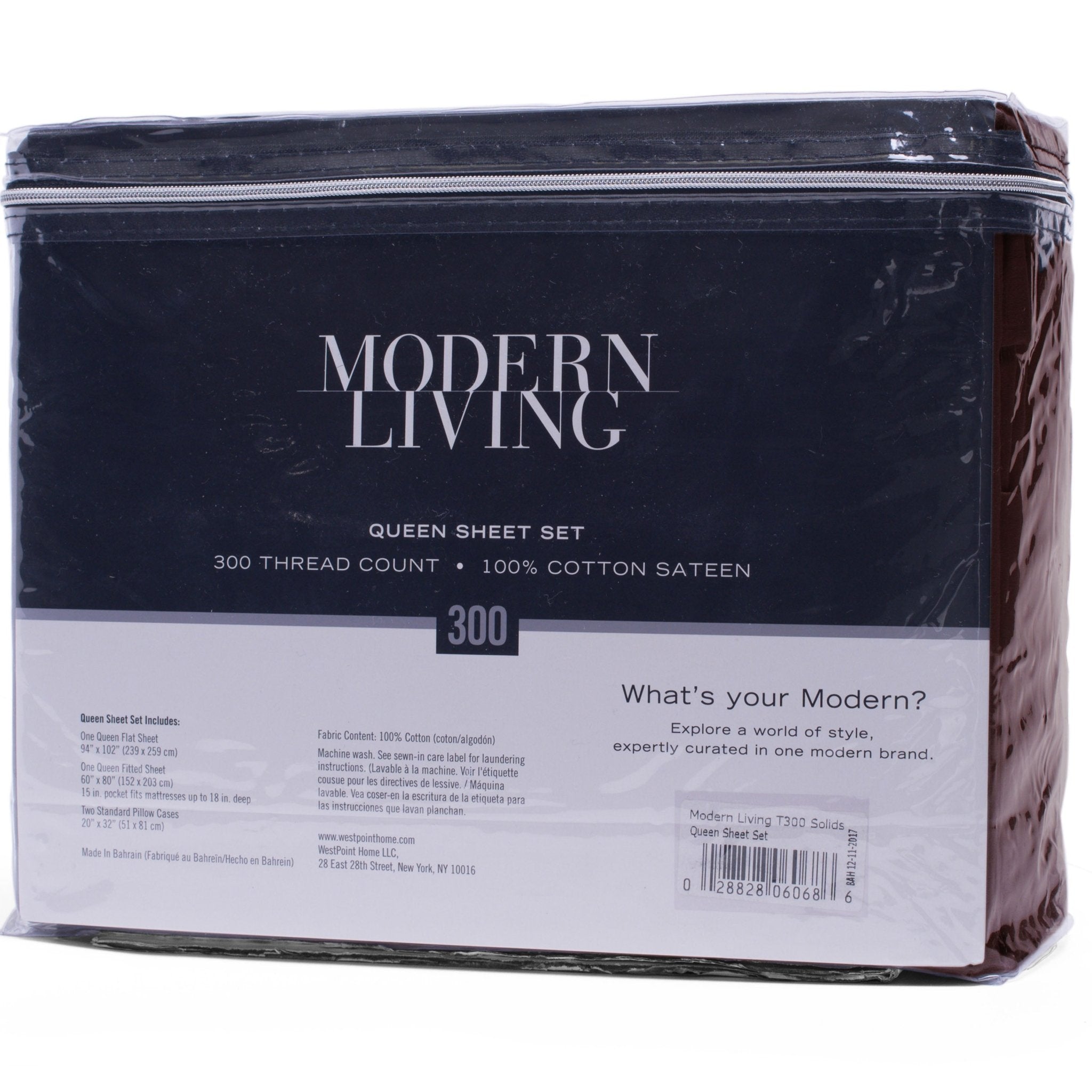 Modern Living Solid Color 300 Thread Count 100% Cotton Sateen Sheet Set