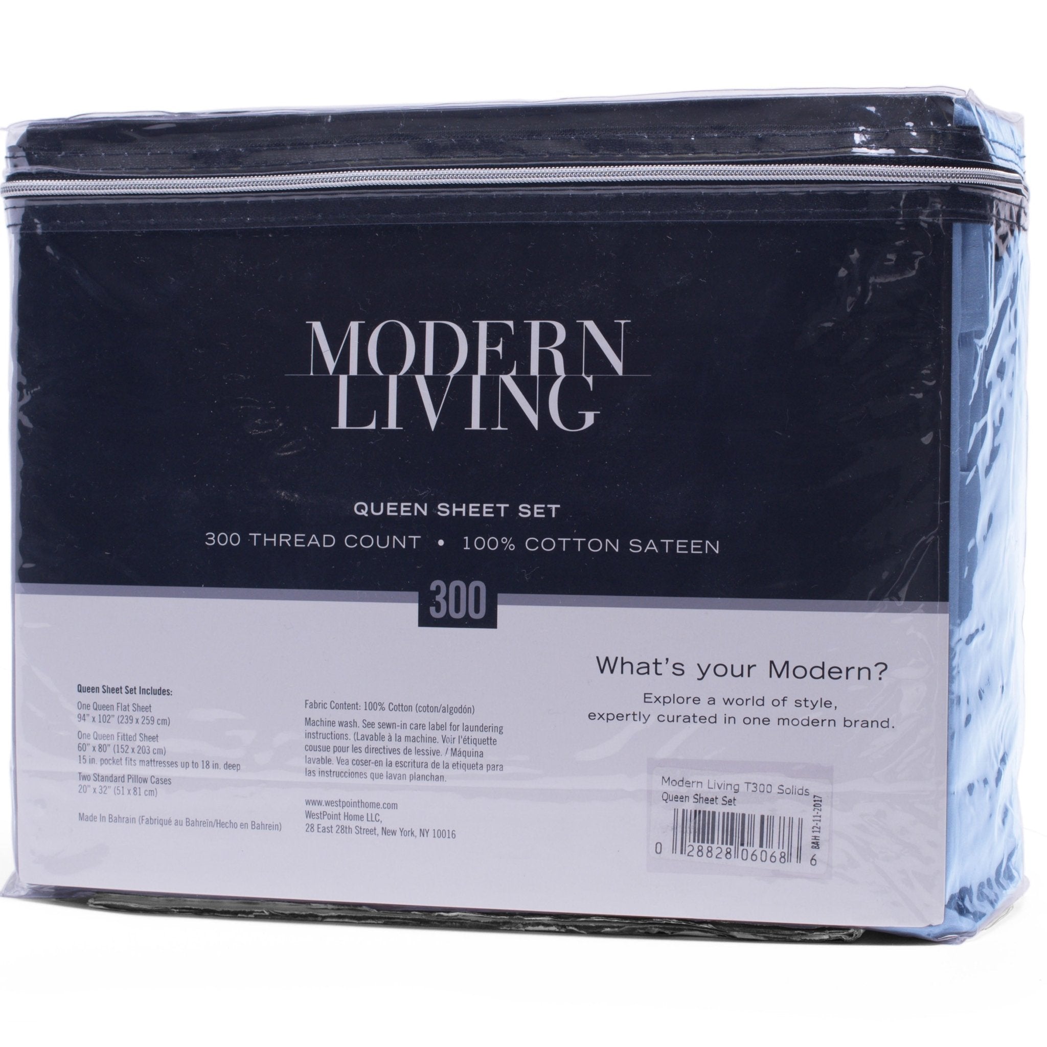 Modern Living Solid Color 300 Thread Count 100% Cotton Sateen Sheet Set