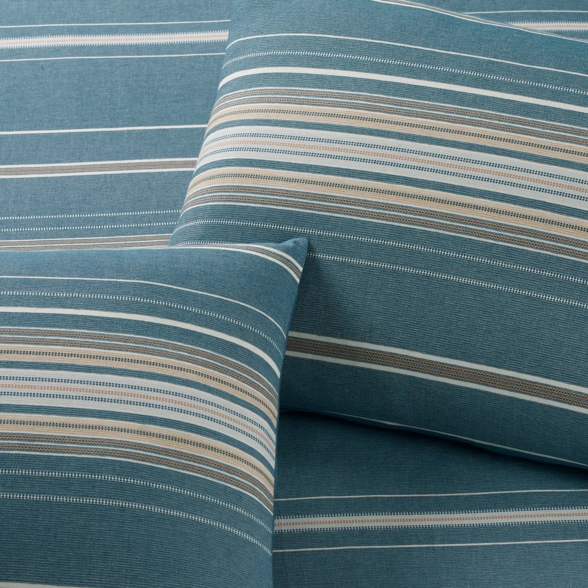 Blue striped fabric with a subtle pattern