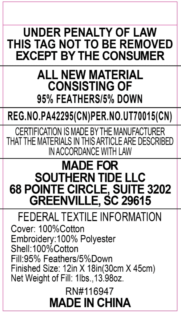 Southern Tide Carolina Falls 100% Cotton Square Gray Decorative Pillow