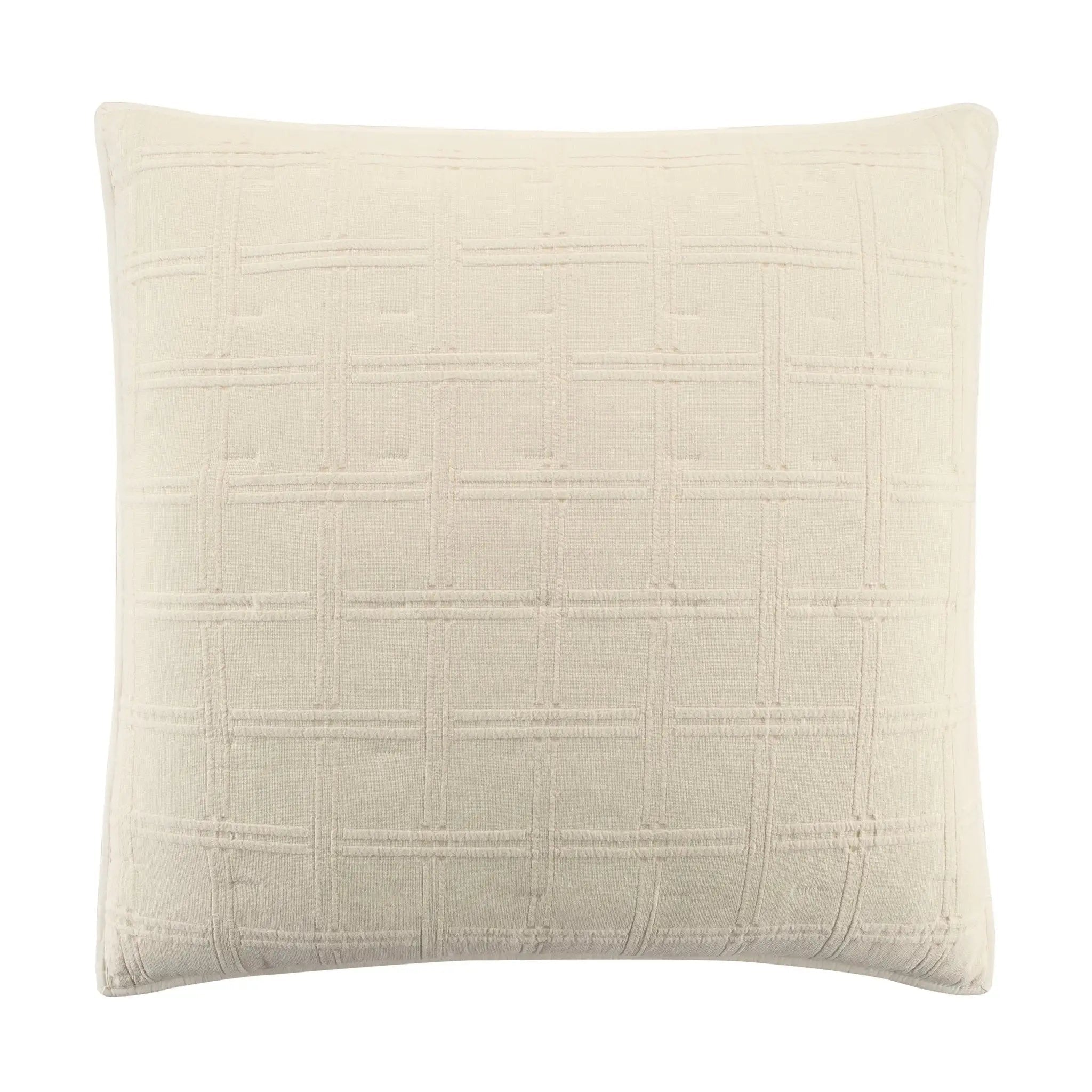 An ivory euro featuring a subtle, tonal geometric grid pattern, shown against a plain white background.