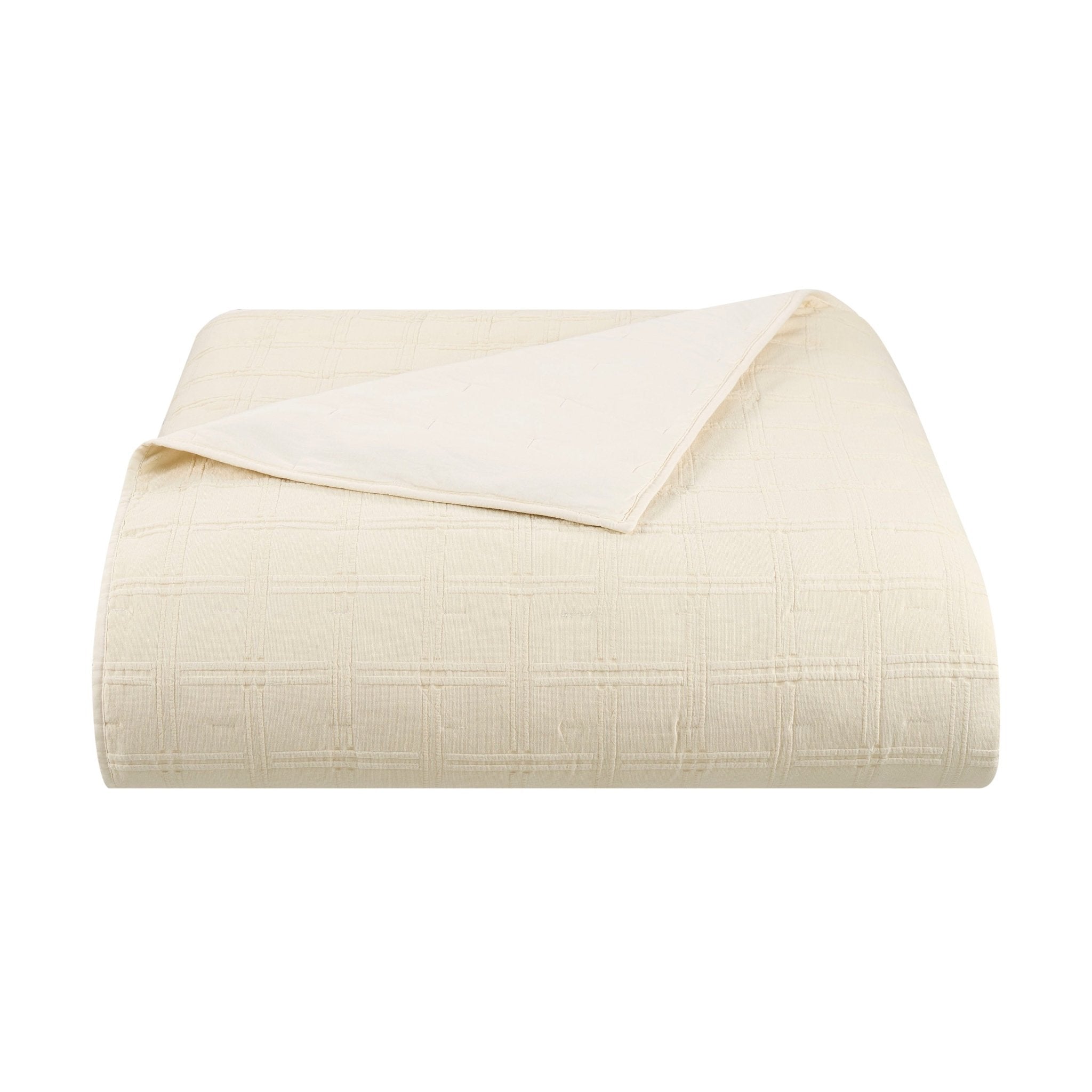 Southern Tide Marco Island 100% Cotton Basketweave Jacquard Ivory Quilt and Euro