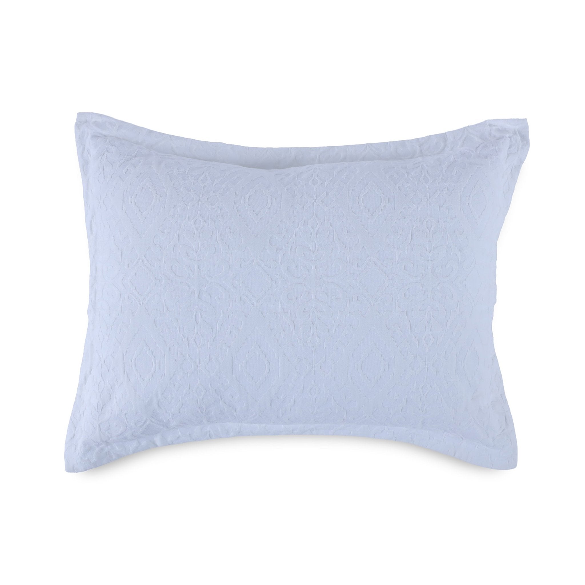White textured sham on a white background