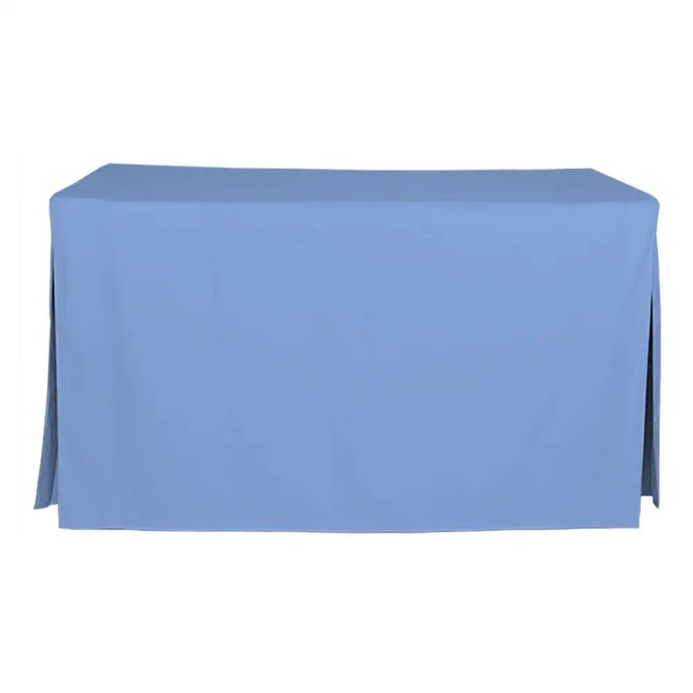 A light blue rectangular table cover draped over a table, shown against a plain white background.