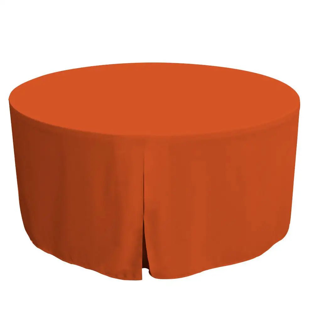 Orange round table cover on a white background