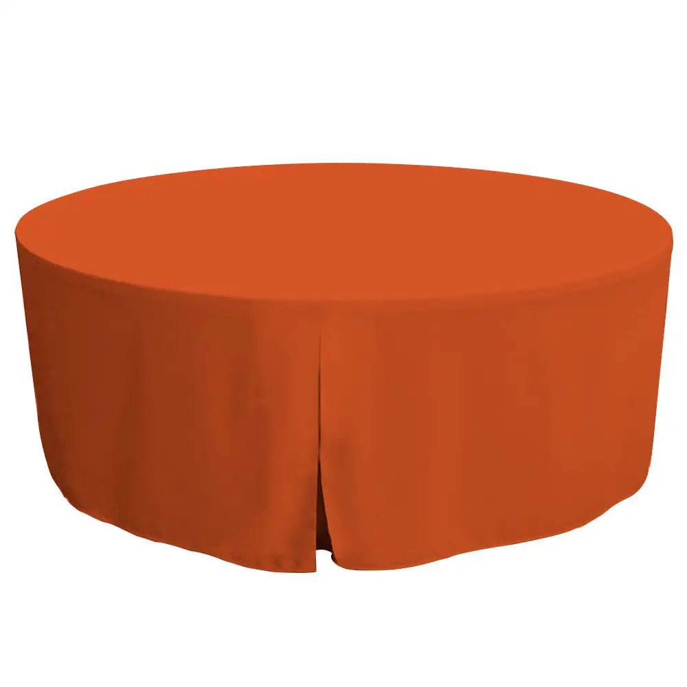 Orange round table cover on a white background