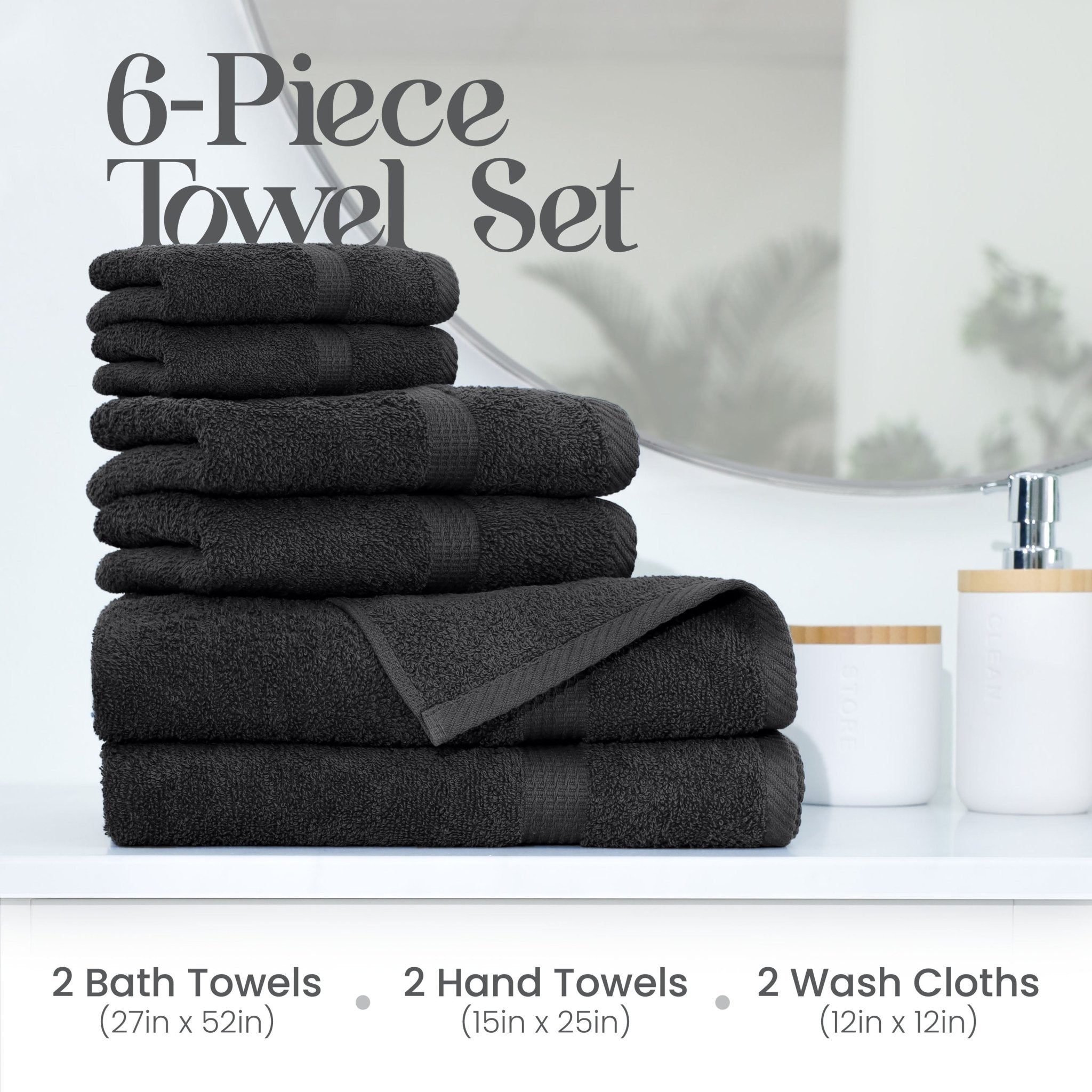 Utica Essentials 100% Cotton 6-Piece Soft Towel Set