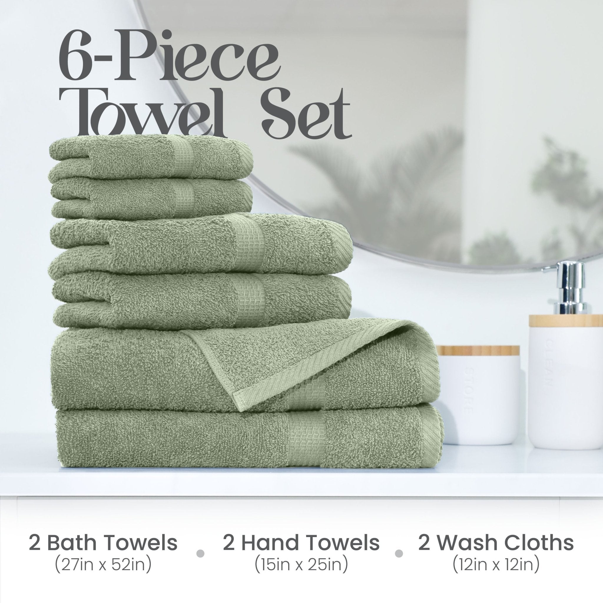 Utica Essentials 100% Cotton 6-Piece Soft Towel Set