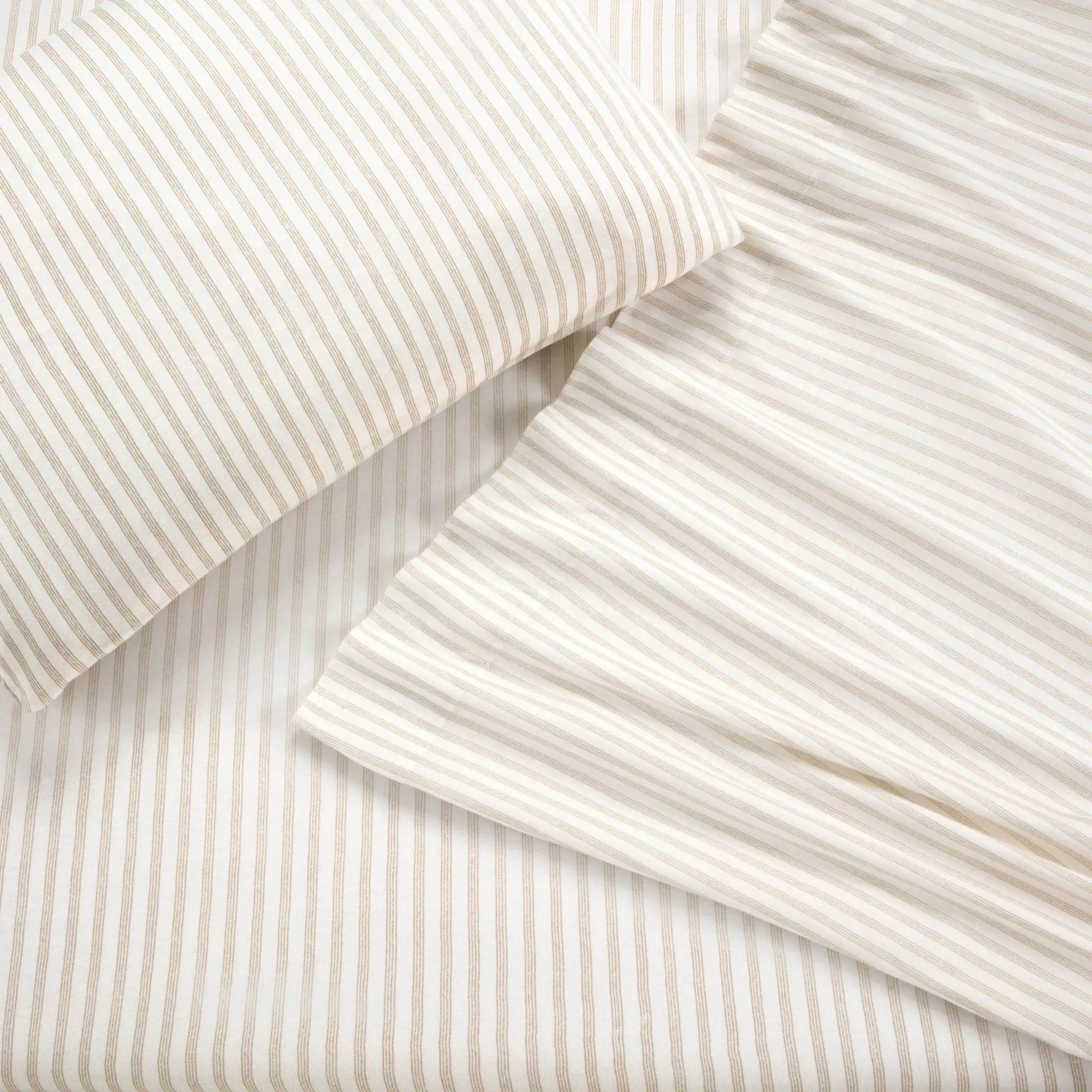 Close-up of beige and white striped fabric