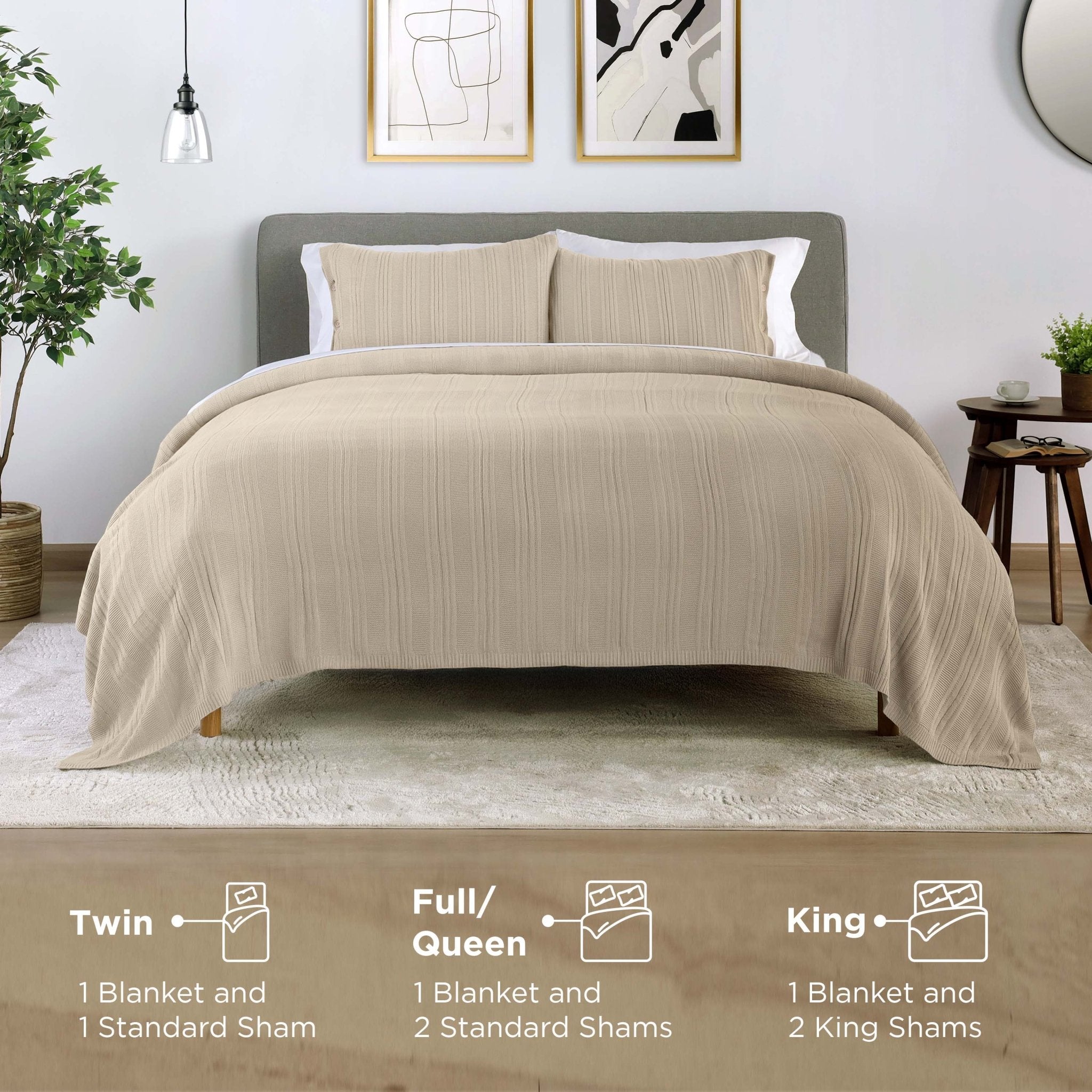 Vellux Malmo Knit Stripe Blanket Set