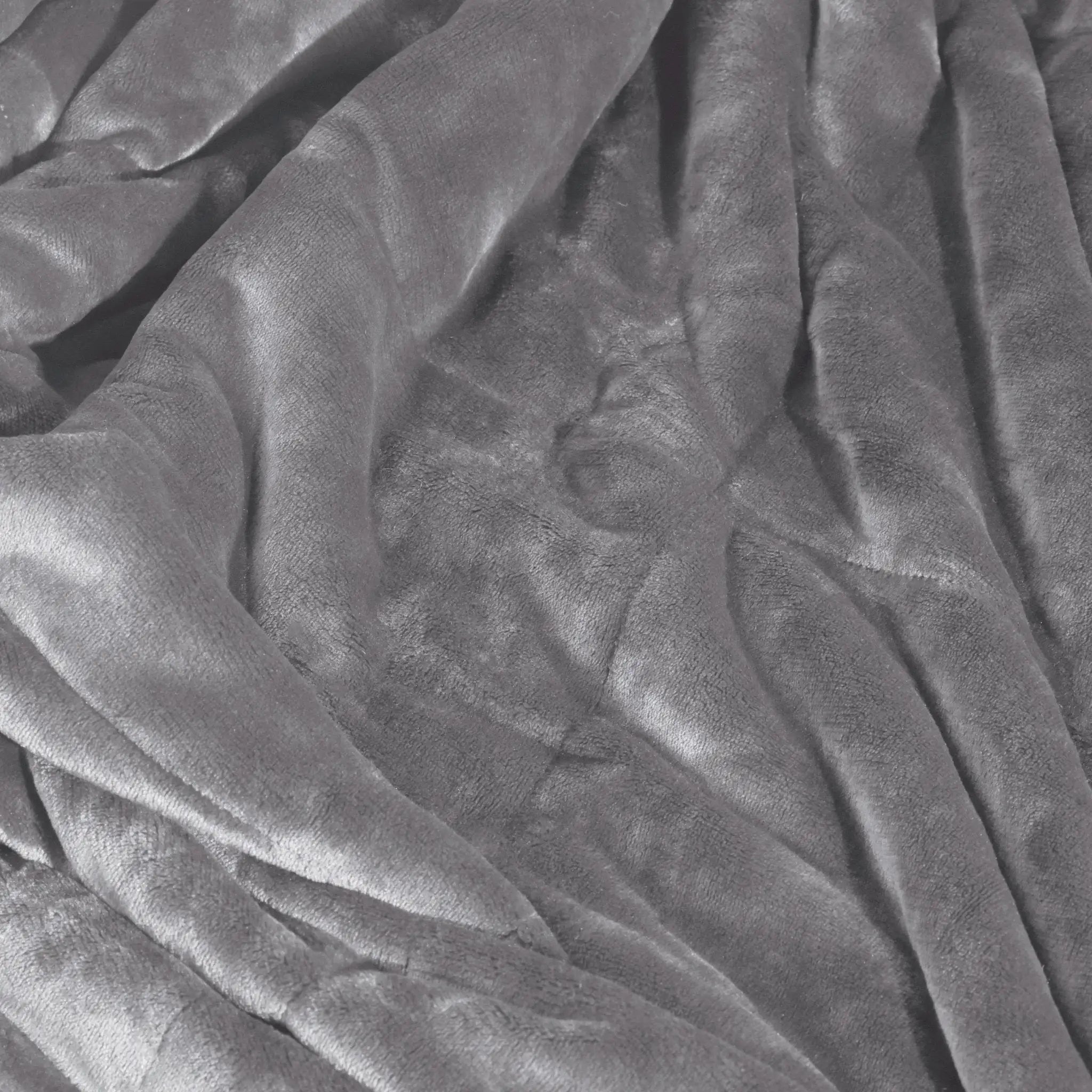 Close-up of gray blanket fabric with visible texture