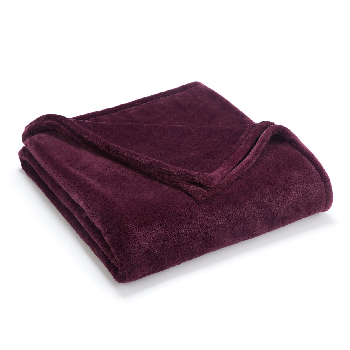 Plush, folded faux mink blanket in a deep burgundy color with a soft texture.