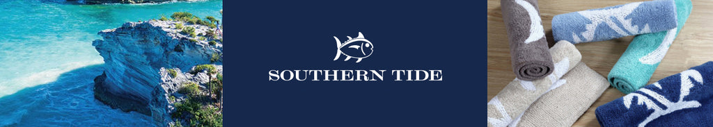 A banner with images of an ocean cliffside, nautical netting, the Southern Tide logo, and text that reads “Classic American Lifestyle”