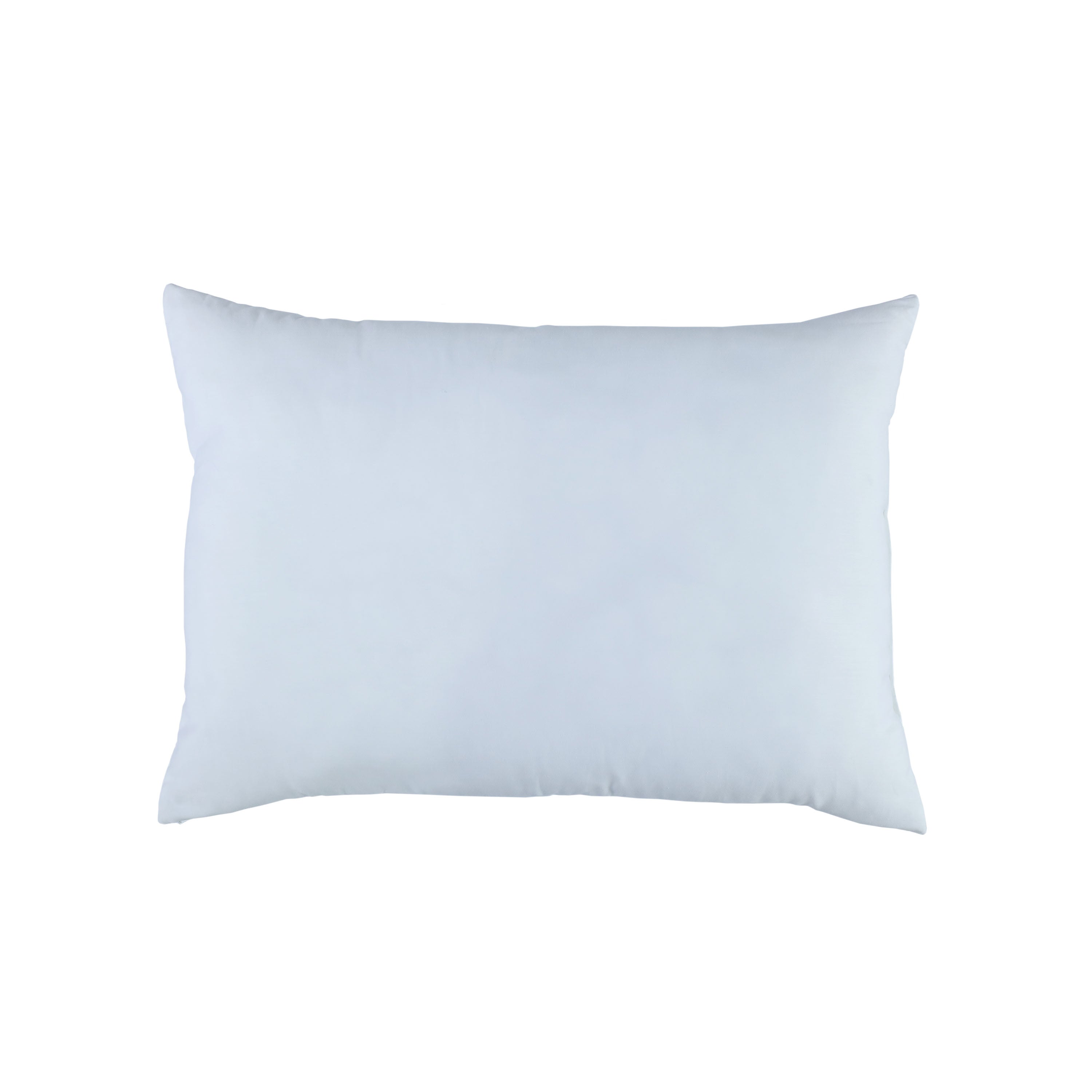 White blown bed pillow with a rectangular shape and soft, smooth surface.