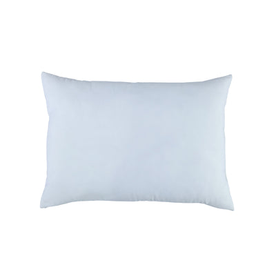 White blown bed pillow with a rectangular shape and soft, smooth surface.