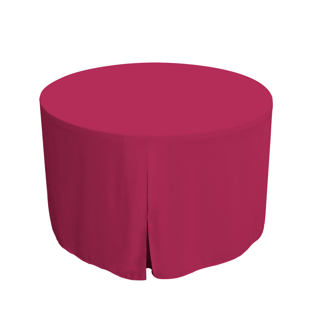 Round table cover in a solid magenta color, designed for a 48-inch table with a draped edge.